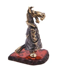 AM-4160 Фигурка «Конь в пальто» (латунь, янтарь)