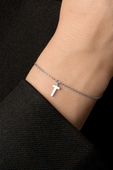 Серебряный браслет с буквой "Т"