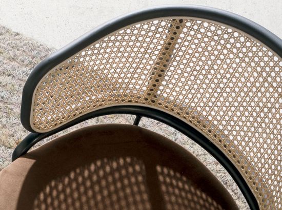 Поворотное кресло 4129/DC-1698B из бархата и ротанга Испания 