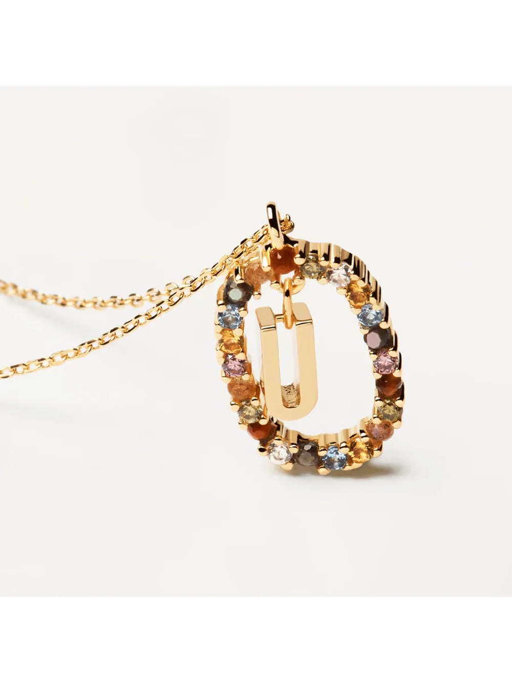 Колье Буква U серебро 925 пробы покрытое золотом