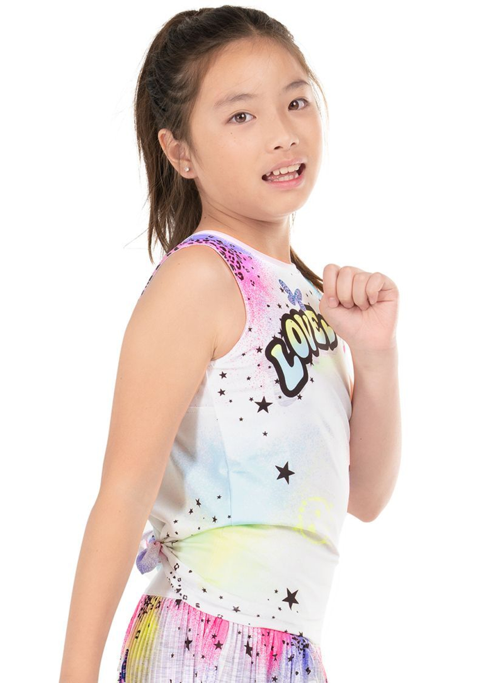 Футболка для девочки Lucky in Love Novelty Print Graffiti Squad Tie Back Tank - multicolor