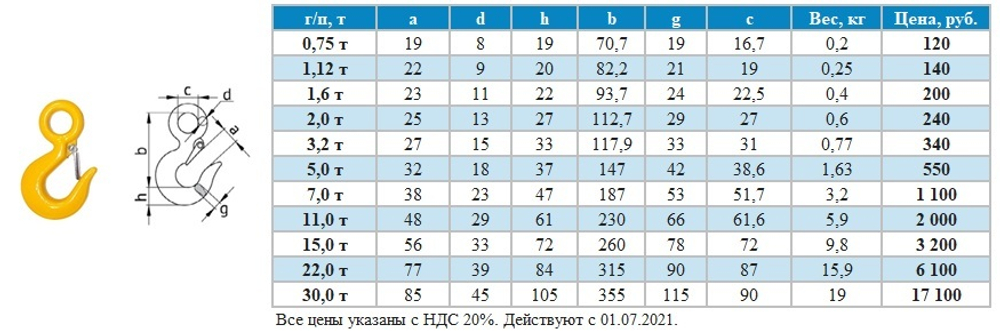 Крюк чалочный  0,5тн