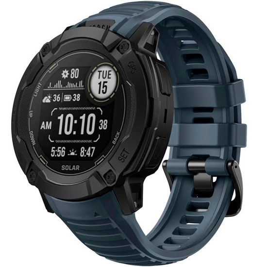 Ремешок 26 мм силиконовый для Garmin Instinct 2X Solar / Instinct 2X Solar Tactical оригинальное быстросъемное крепление Torch (Синий гранит)