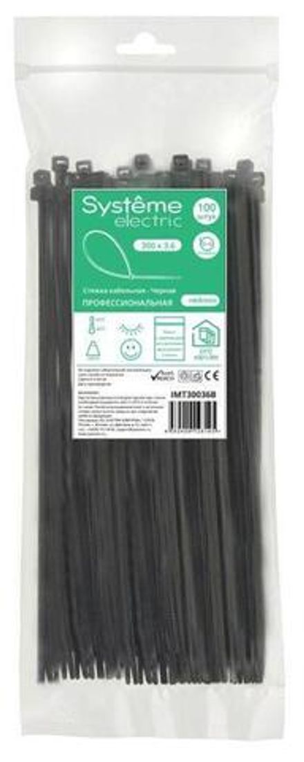 Стяжка кабельная 300х3.6 черн. (уп.100шт) SE IMT30036B
