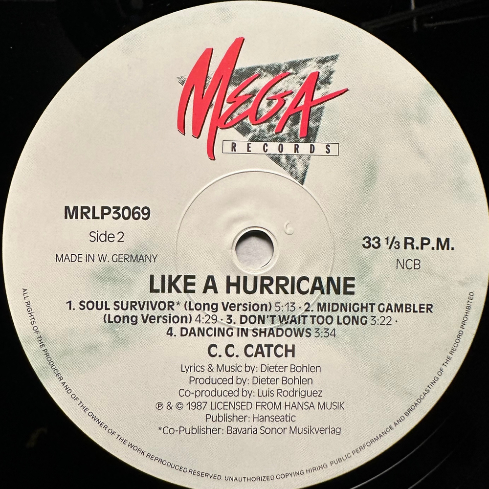 C.C. Catch - Like A Hurricane (Германия 1987г.)