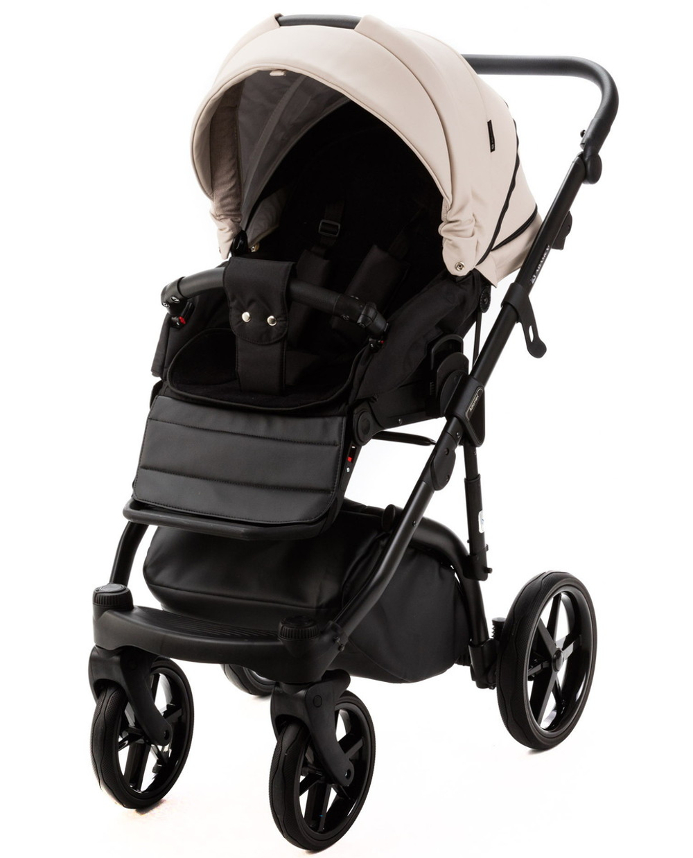 Детская коляска Adamex Nola Deluxe 3 в 1 N-SD110 (СВ.БЕЖ.КОЖА + ЧЕРН.КОЖА)
