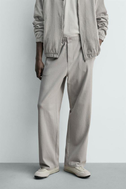 ZARA ДЖОГГЕРЫ ИЗ ТРИКОТАЖА С ЭФФЕКТОМ ПОТЕРТОСТИ, ПЕСОЧНЫЙ