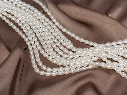 "Жемчуг рис" 6х8мм, "Майорка. Имитация" (нить)