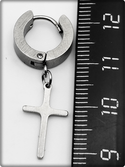 Серьга (1шт) "Крест" для пирсинга ушей. Сталь 316L.