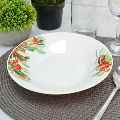 Тарелка суповая 20см Рябина, фарфор, Jewel