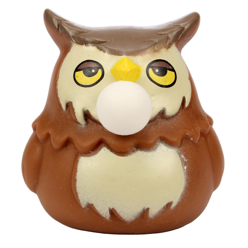 Мякиш Сова выдувает пузырь, 4 цвета микс, с-30476