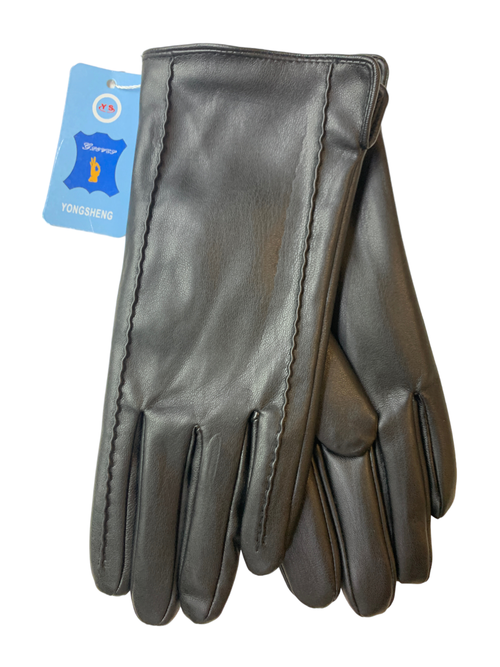 Yongsheng.Эко кожа. Подклад плюш-флис. Перчатки.Женские.10 шт в упаковке.