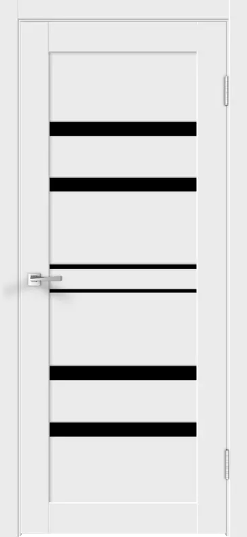 Межкомнатная дверь LINEA 6 Белый эмалит (Чёрное стекло)