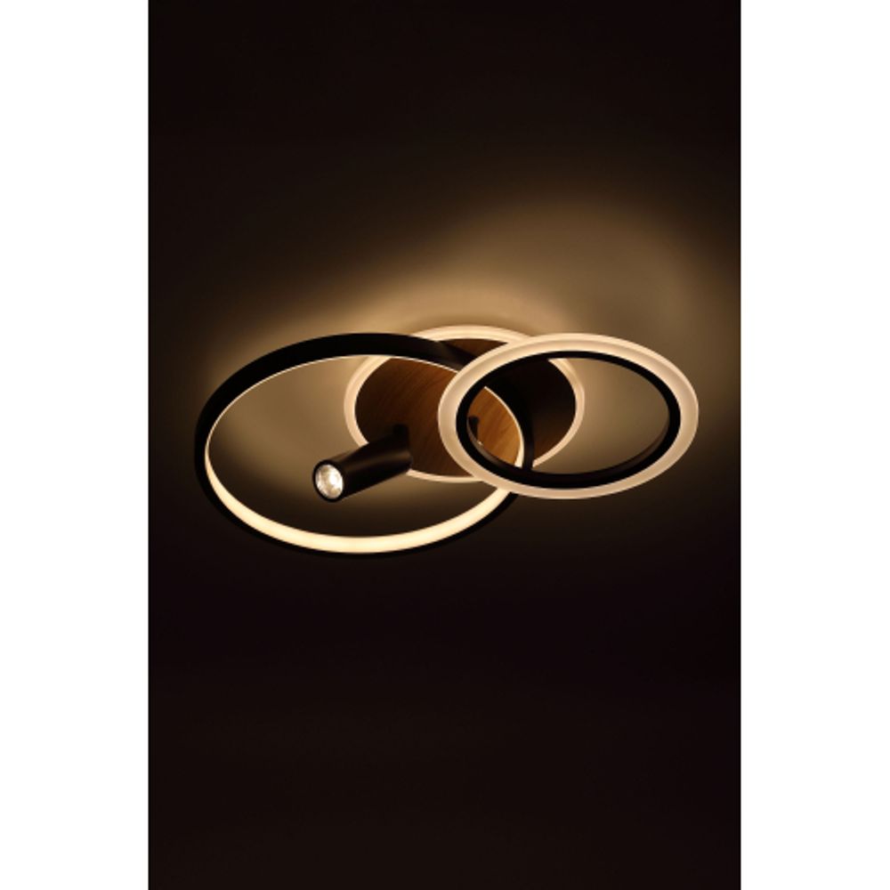 Светильник потолочный светодиодный ЭРА Модерн Rondo CLL-1 85W 3K-6,5K RC BK с ДУ черный-дерево