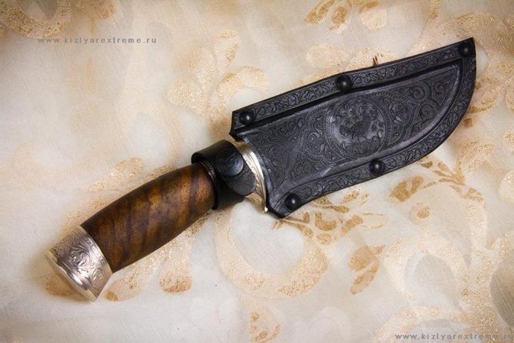 Туристический нож Дрофа украшенная Мельхиором