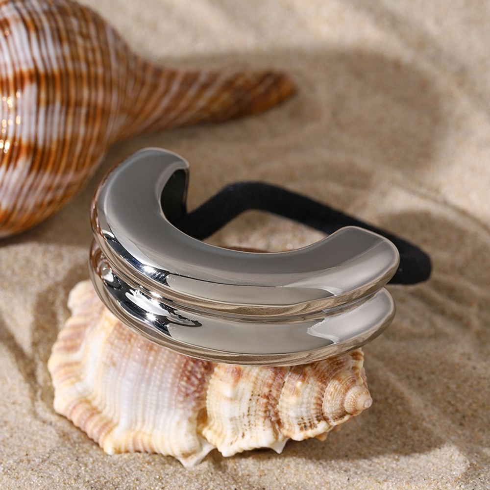 Резинка для волос металлическое полукольцо «DOUBLE HAIR CUFF», золото/серебро