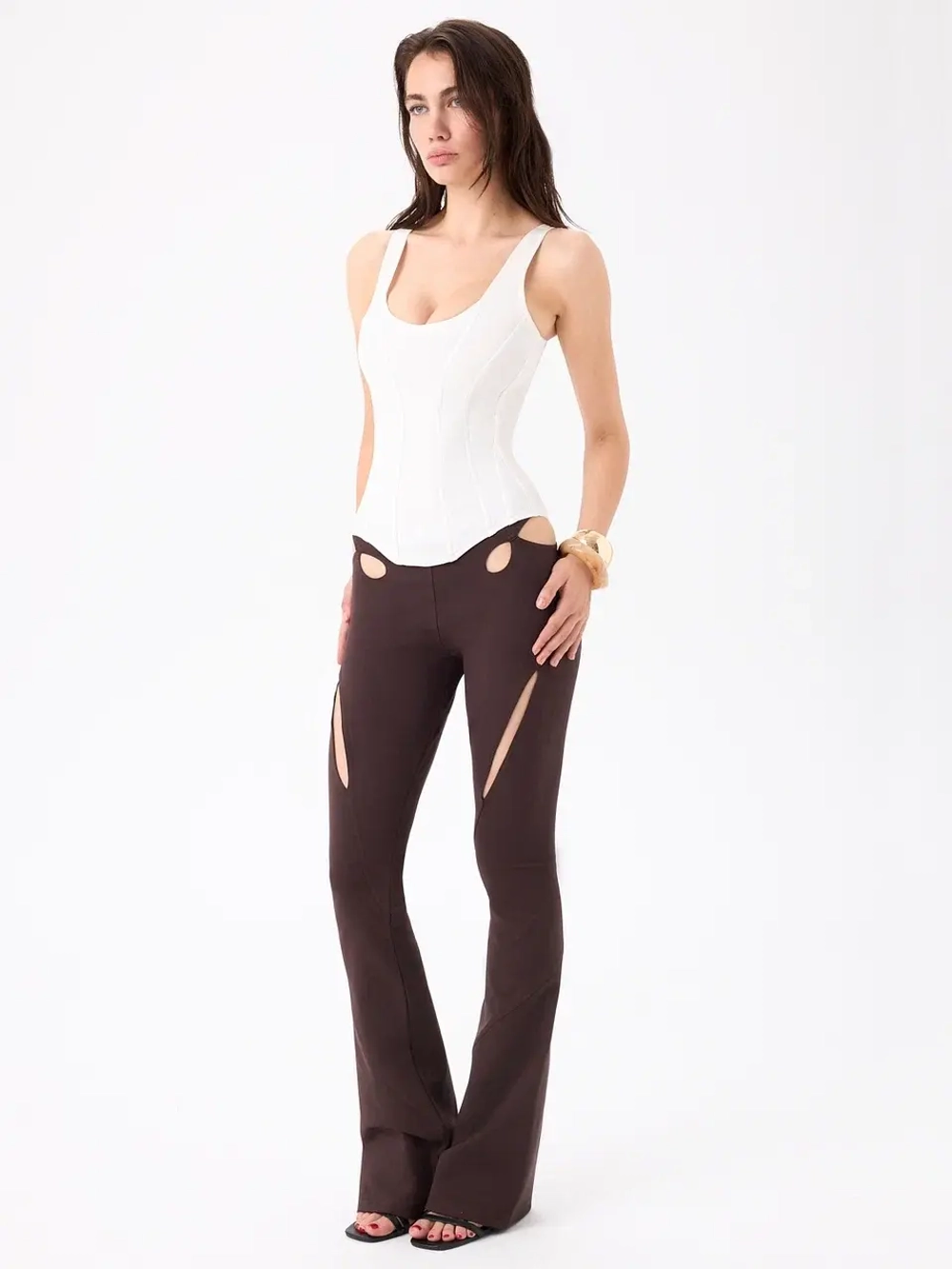 BROWN CUTOUT TROUSERS