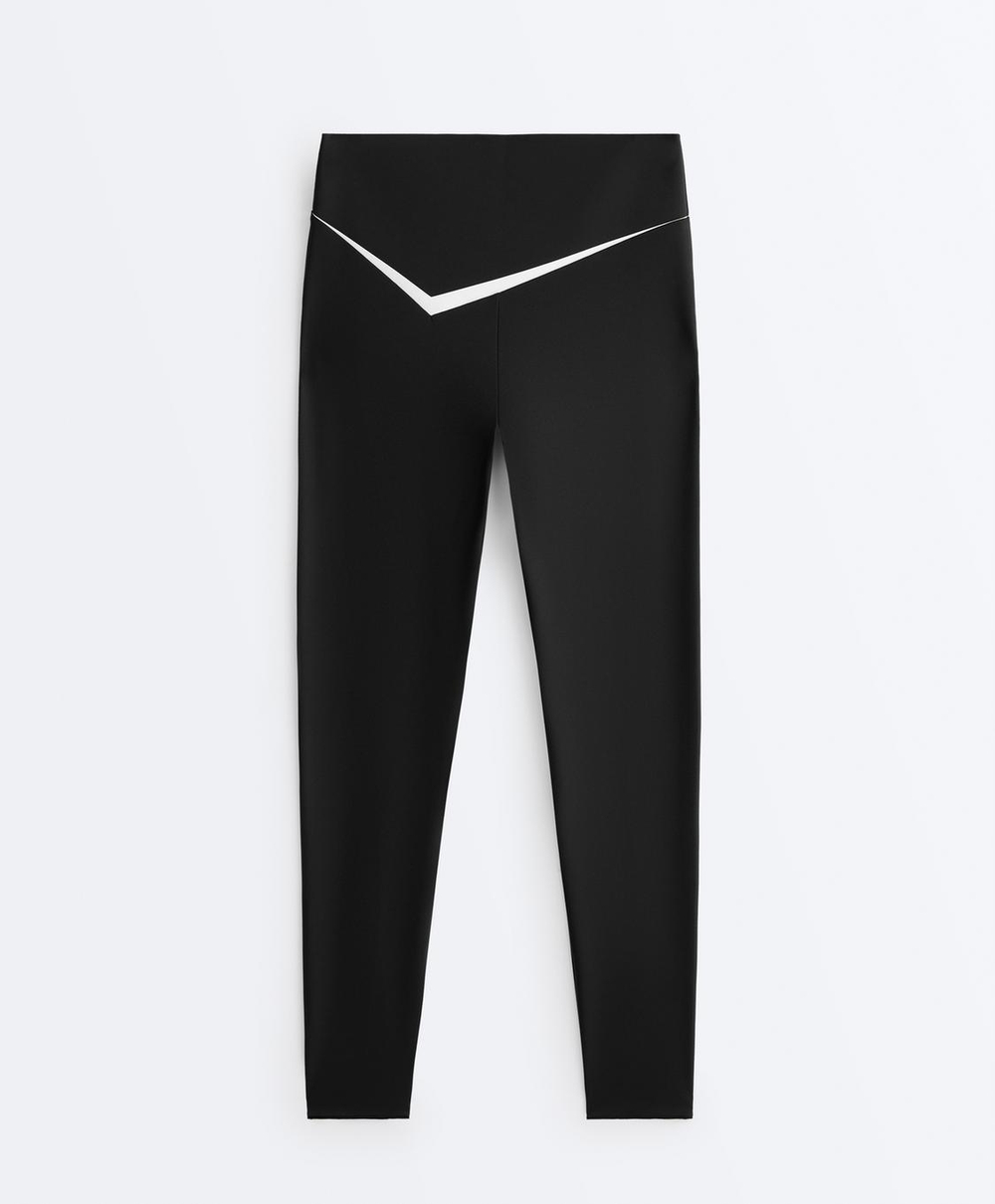 OYSHO Легинсы Perfect-adapt с высокой посадкой и контрастными деталями длиной до щиколоток, черный