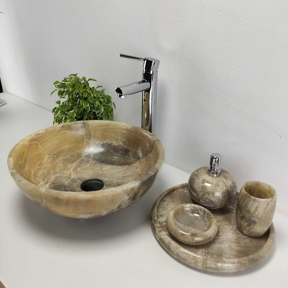 Раковина из оникса Bowl Grey Small TinLip BO-71033 40*40*15