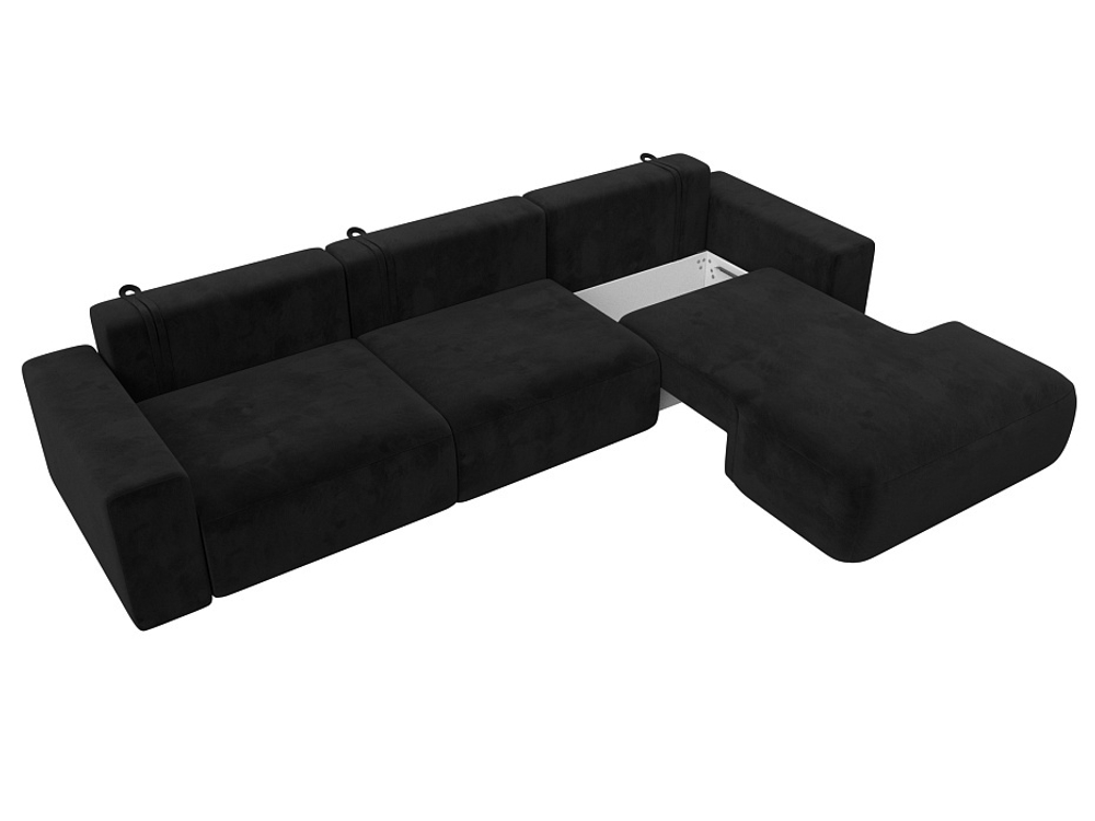 Диван угловой Лига-036 НПБ Классик Лонг правый угол МИКРОВЕЛЬВЕТ Черный