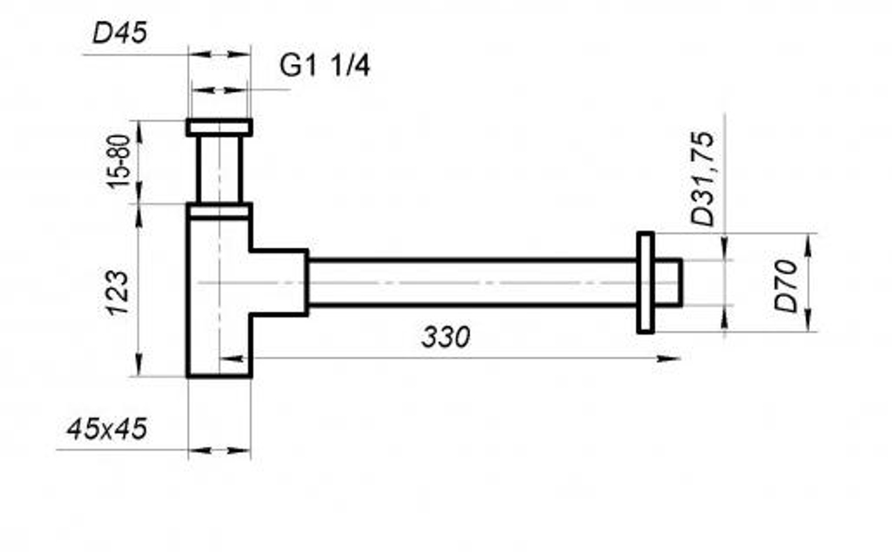 Сифон BelBagno BB-SMQ2-GM Оружейная сталь