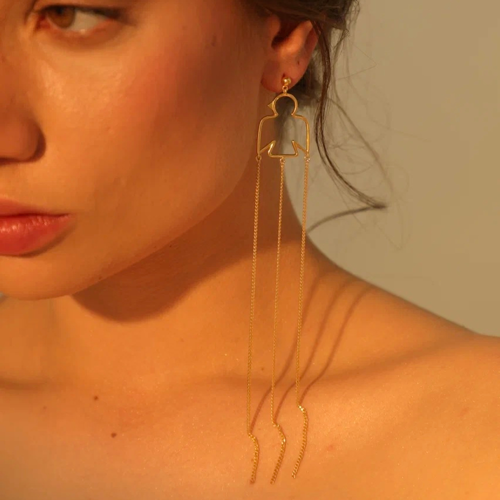 Моносерьга ПТИЦА позолота