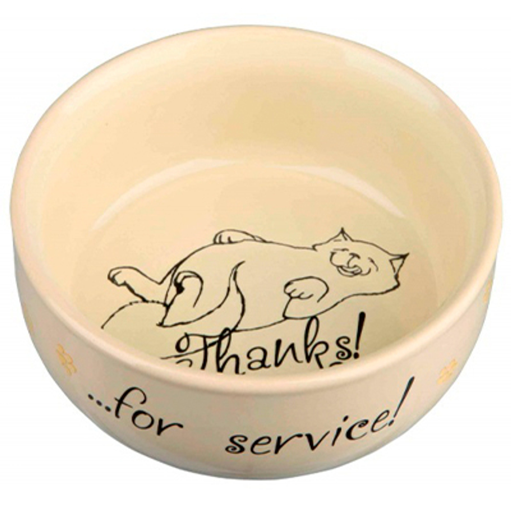 Trixie Миска керамическая для кошки Thanks for Service, 0,3 л/11 см, цвет в ассортименте
