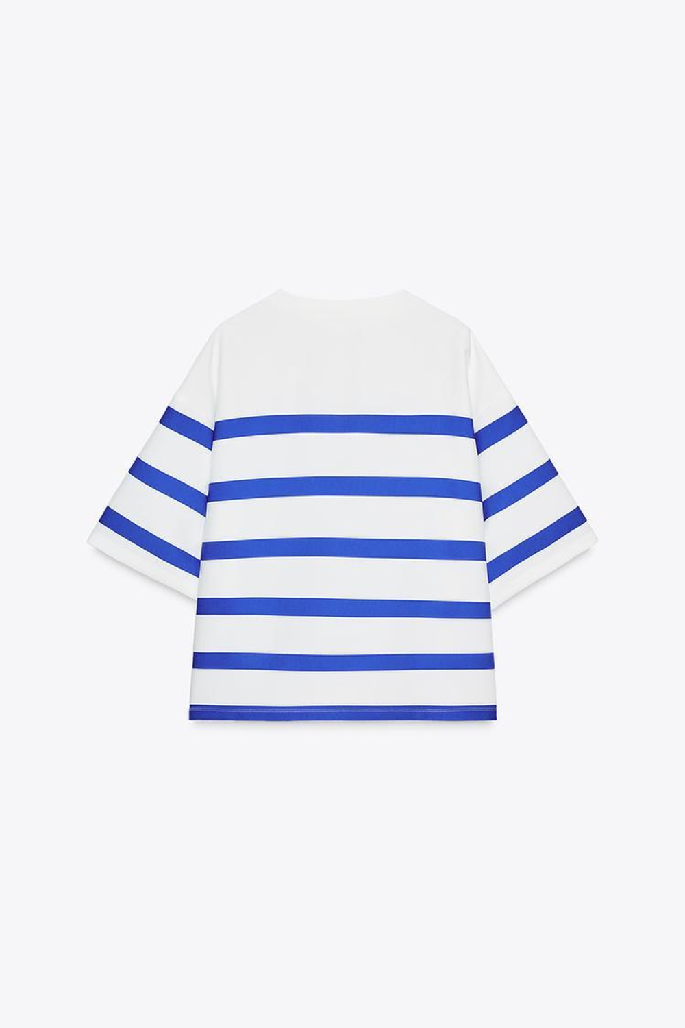 ZARA ТОП В ПОЛОСКУ С КОРОТКИМИ РУКАВАМИ, СИНИЙ/БЕЛЫЙ