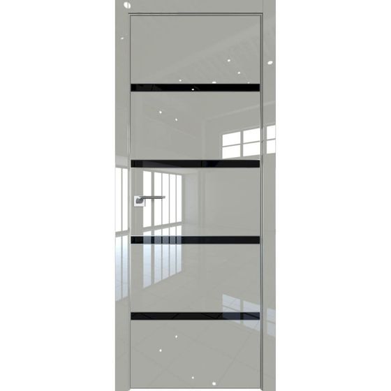Profil Doors 23LE галька люкс со вставкой кромка серебро стекло чёрный лак