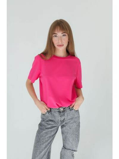 Футболка фуксия повседневная базовая оверсайз