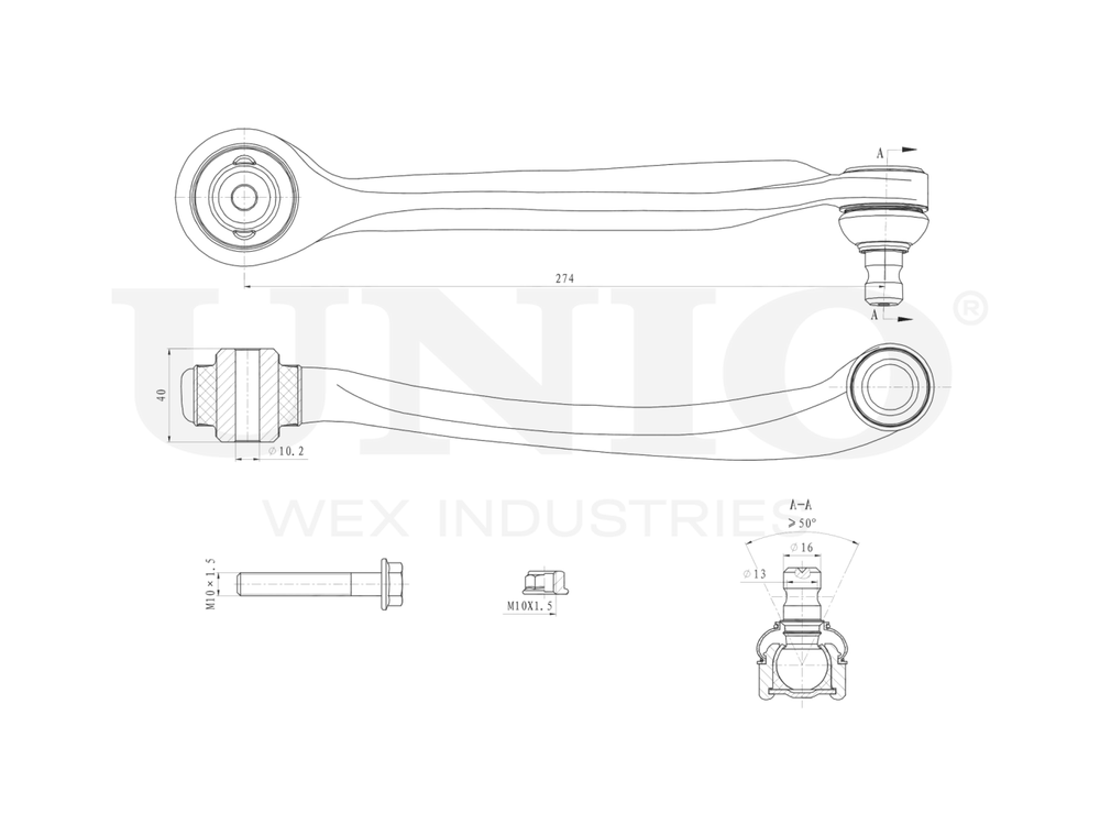 Рычаг подвески поперечный передний верхний левый UNIO SSP-40087