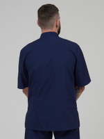 Темно-синяя мужская рубашка-китель "Мир" для повара и кондитера NVDesign