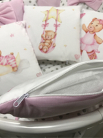 Комплект в кроватку 18 предметов "Мишка в платье розовый", сатин