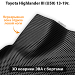 комплект ева ковриков в салон авто для toyota highlander III (u50) 13-19 от supervip