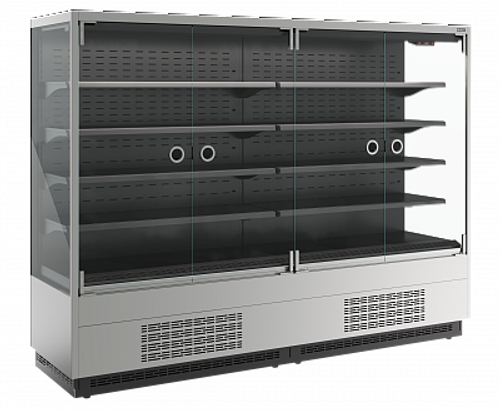 Витрина холодильная Carboma Cube 2 FC20-07 VM 2,5-1 0030 LIGHT фронт X0 бок металл с зеркалом (версия 2.0) (9006-9005)