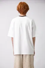 Купить Футболка Choompu оверсайз с воротом серый меланж белая Футболка Choompu оверсайз с воротом серый меланж белая