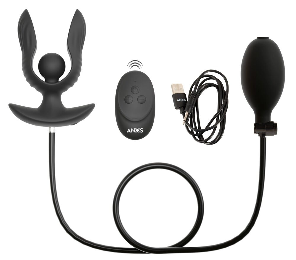 Черная расширяющаяся анальная пробка с вибрацией RC Inflatable Expander Plug with Vibration (Цвет: черный)