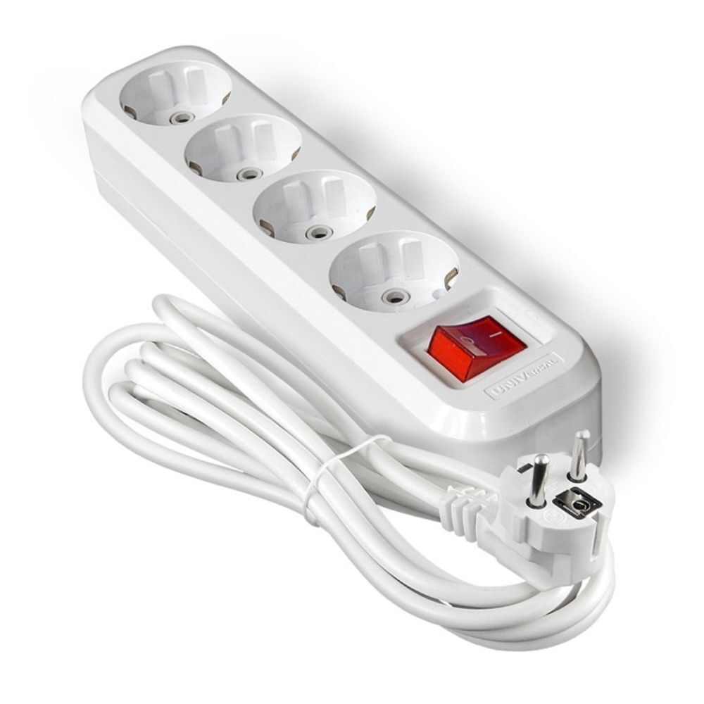 Удлинитель бытовой 4 гн, 3 м, ПВС, 3х1 мм2, с/з, выкл, UNIVersal, S-304