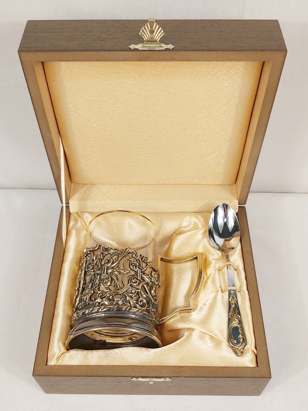 Подстаканник литье Юбилей 55 лет в подарочном футляре