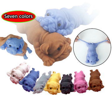 Собака Мопс тянучка давилка маленькая 10см в ассорт.