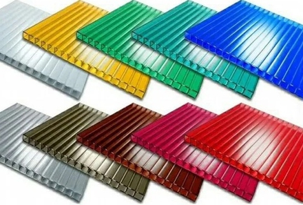 Сотовый поликарбонат цветной 4 мм коричневый/бронза/синий/зеленый/молочный/красный/желтый/бирюзовый