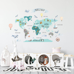 Стикеры КАРТА МИРА АКВАРЕЛЬ английская версия