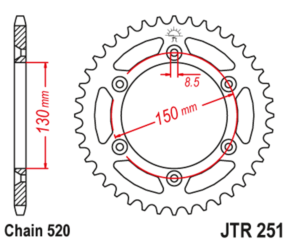 Звезда ведомая JTR251.50, JT