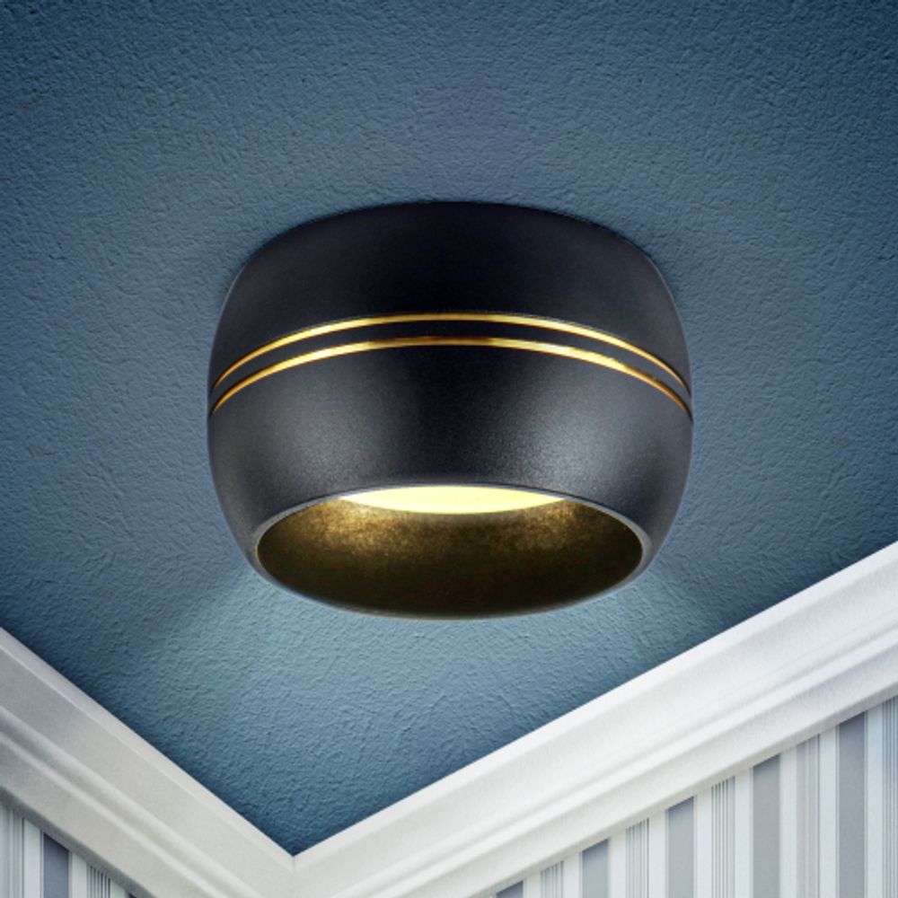 Светильник накладной ЭРА OL13 GX53 BK/GD под лампу GX53 черный/золото | Накладные светильники