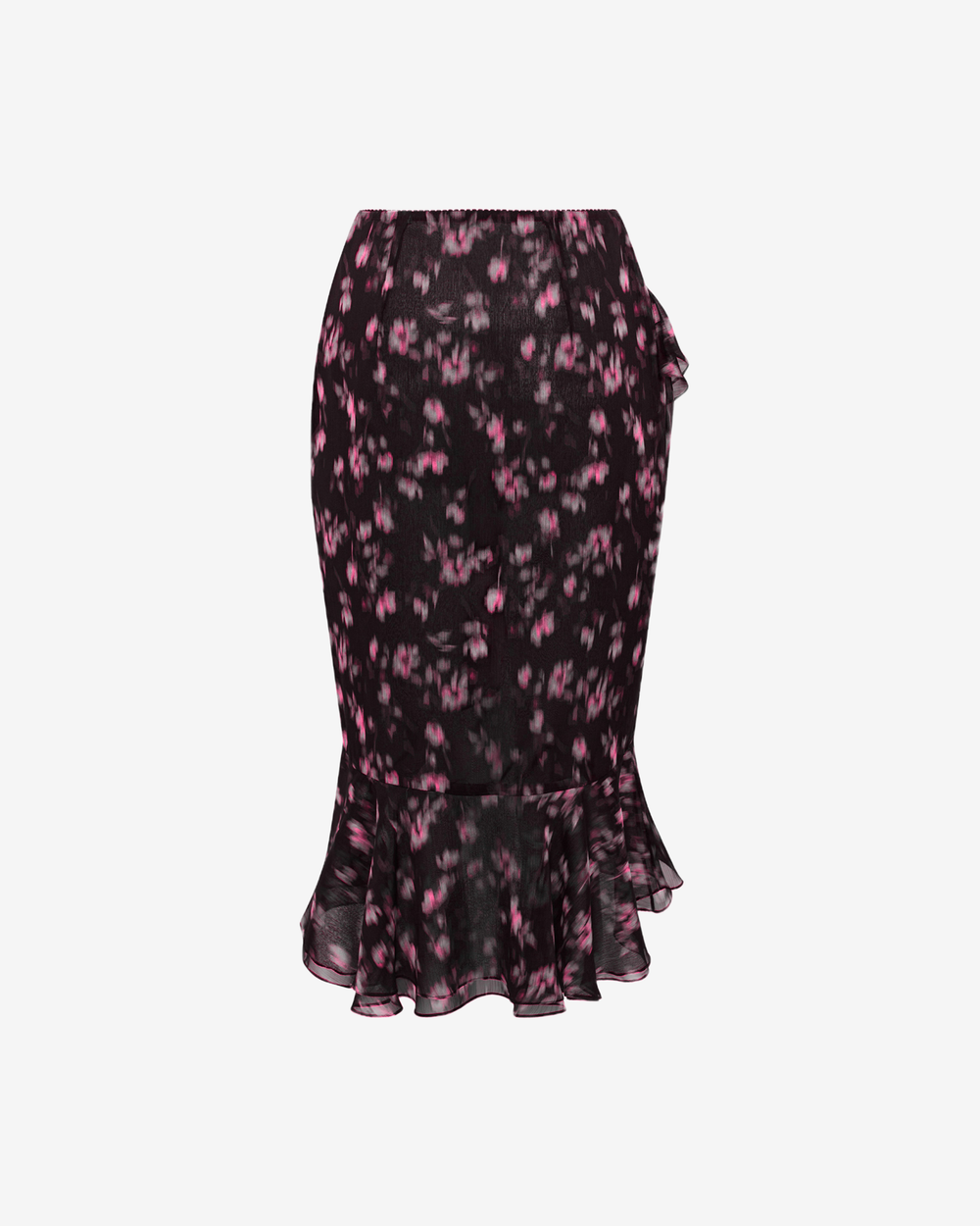 Юбка миди из принтованного шифона с воланом