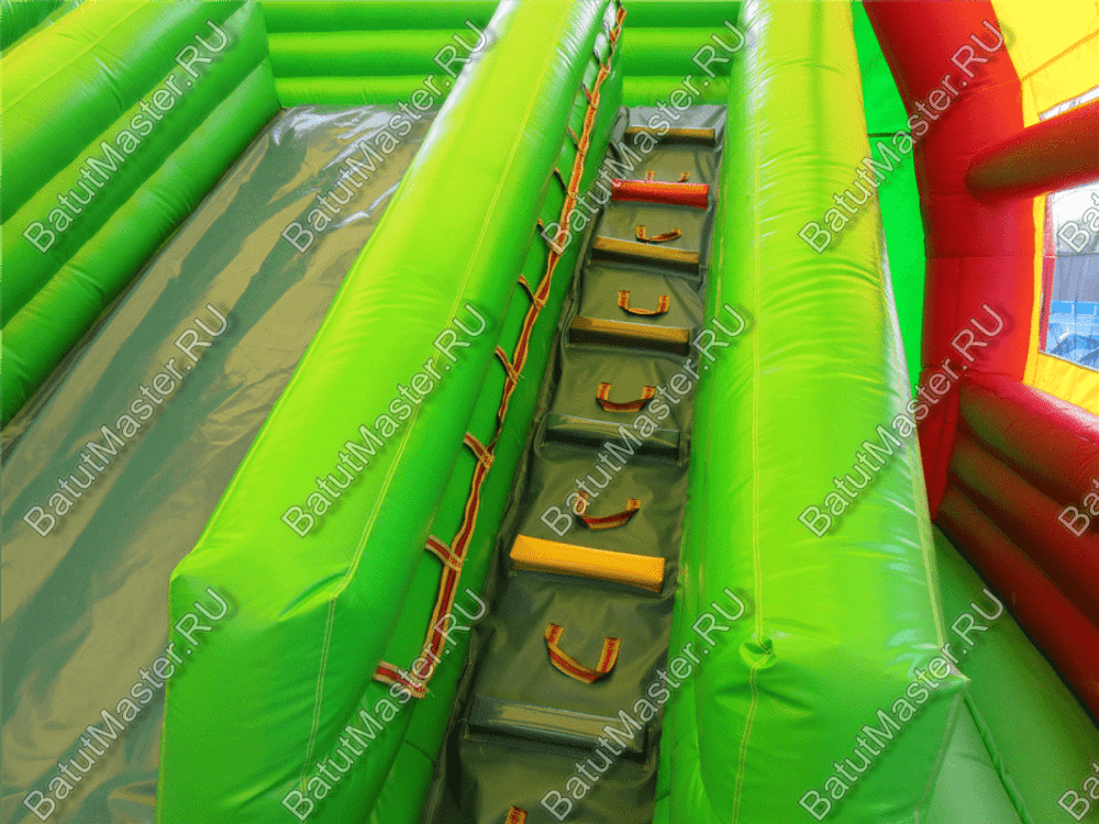 Надувной батут "Страна Сафария-2" с крышей и высокими горками 13*7*6 м