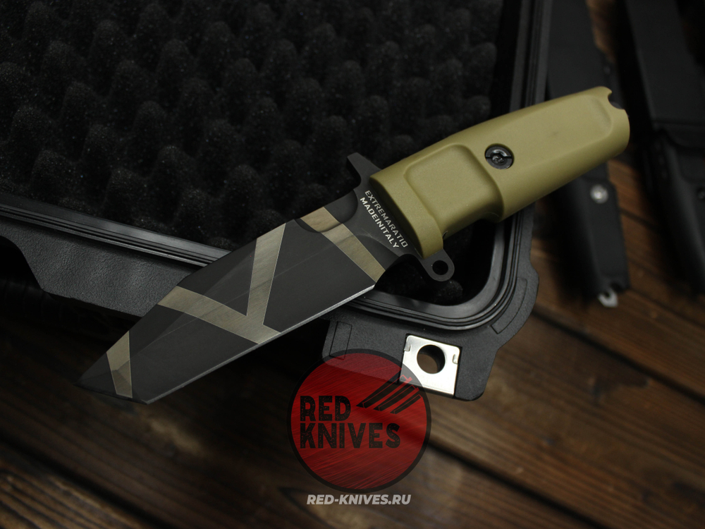 Нож Extrema Ratio Fulcrum C F/P А+++ V.2026 - пустынная рукоять, черный камо клинок