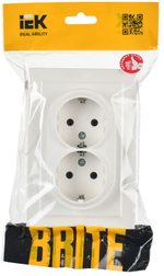 Розетка 2-м СП BRITE РС12-3-БрБ 16А в сборе с заземл. без защ. шторок бел. IEK BR-R21-16-K01-F