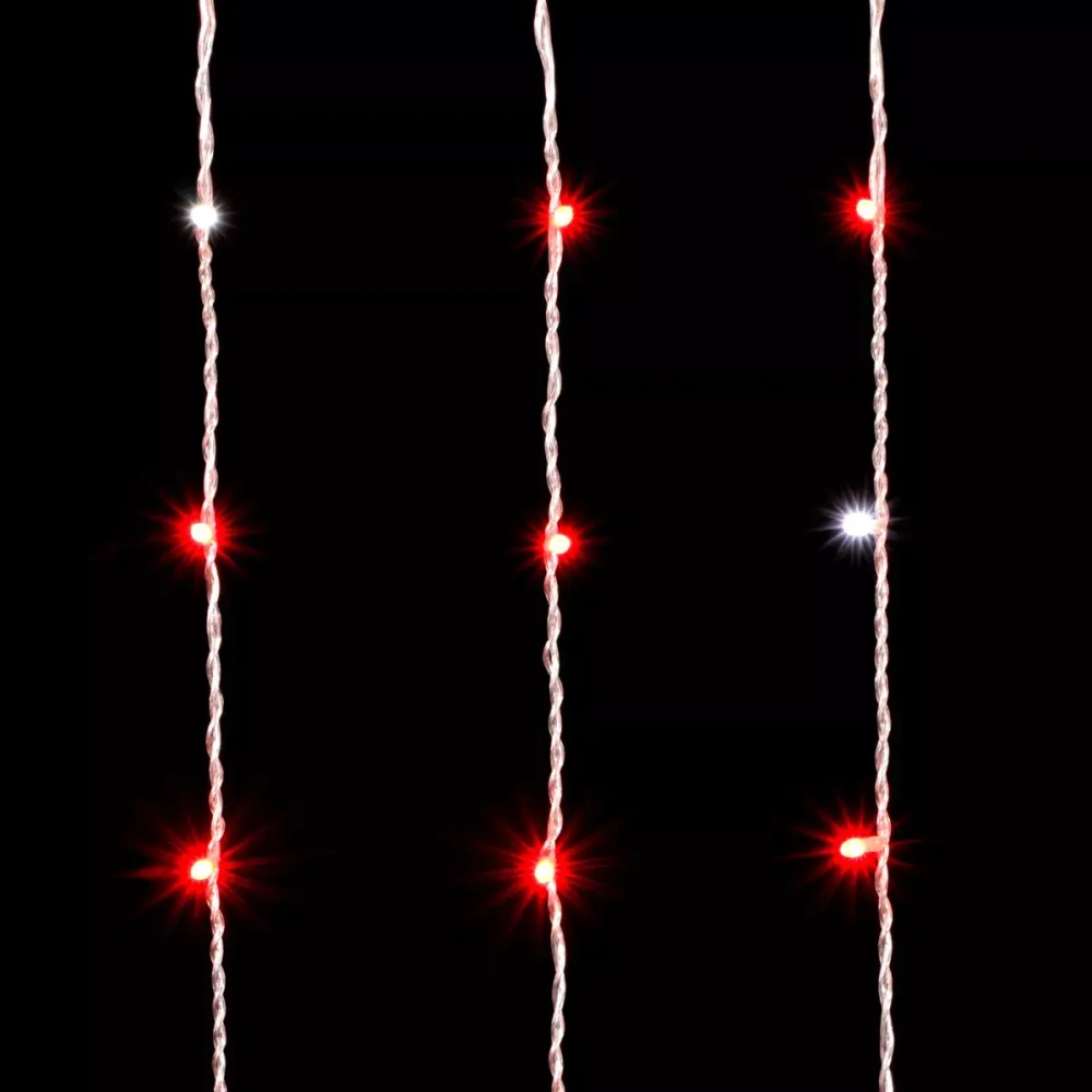 Светодиодный занавес с белым бликующим диодом 2*3 м, 220V., 600 красных LED ламп, прозрачный ПВХ, Beauty Led (PCL600BLW-10-2R)