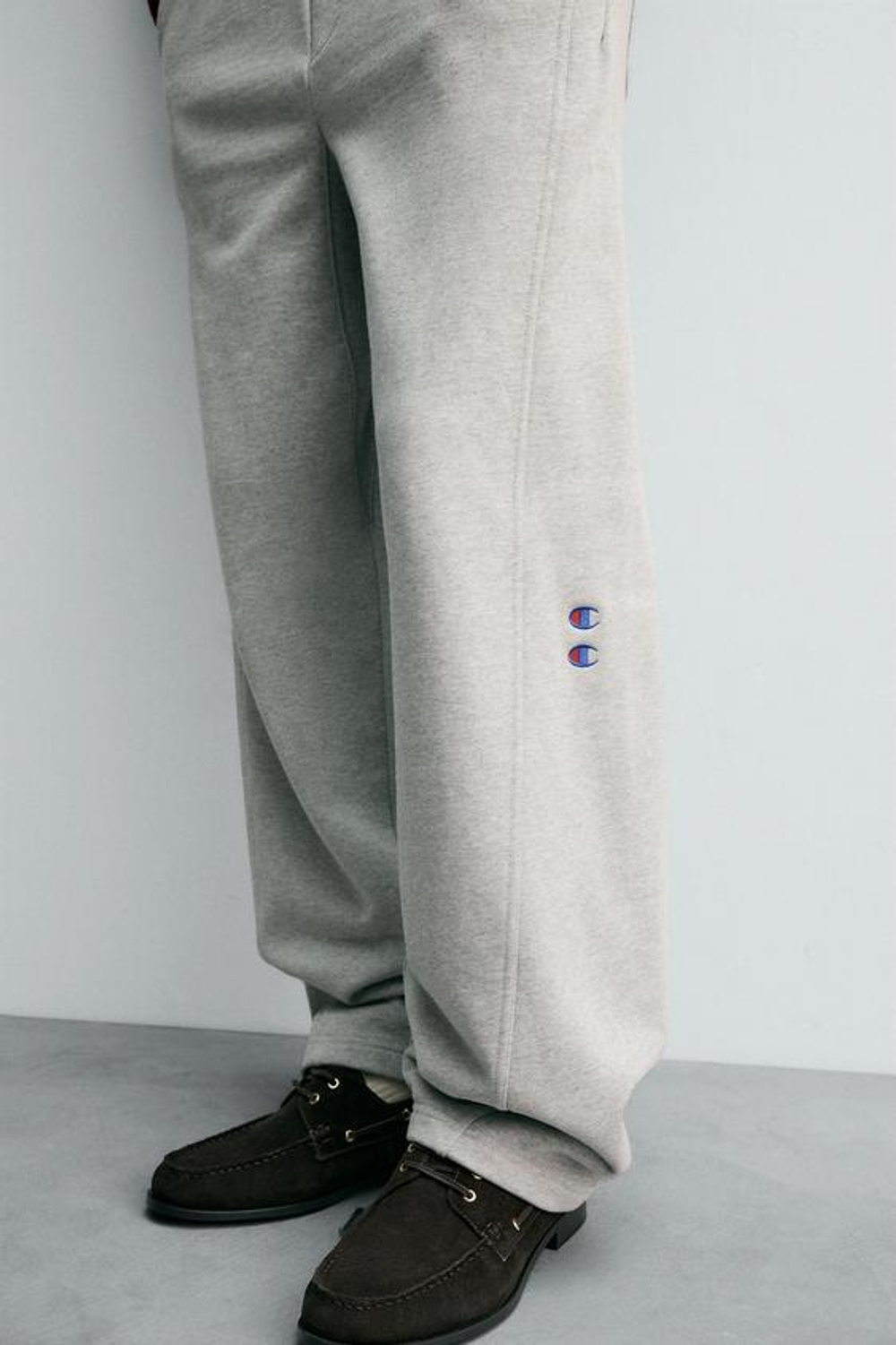 ZARA X CHAMPION ® БРЮКИ-ДЖОГГЕРЫ WIDE FIT, СЕРЫЙ МЕЛАНЖ